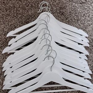 White Wooden Hangers - 14 count.